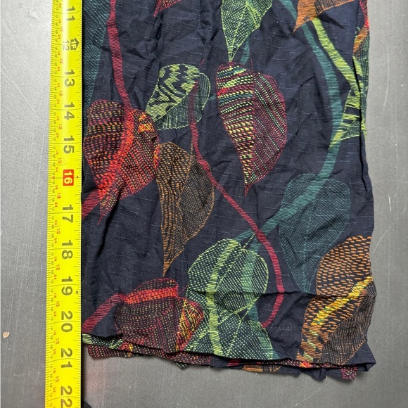 NEW Designer Wardrobe Wide Taper Crop Draper Pant Black Leaf Print Lagenlook‎ - Picture 10 of 12